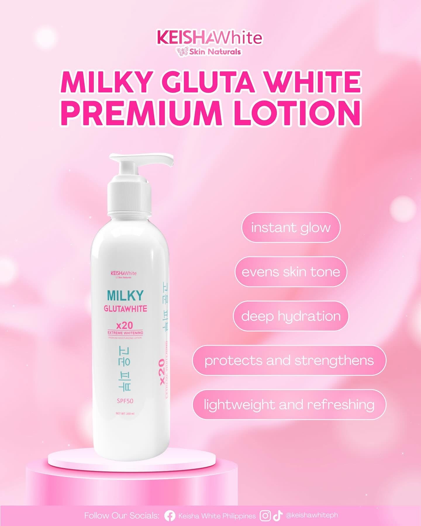 Milky Glutawhite Premium Moisturizing Lotion SPF50   250ml