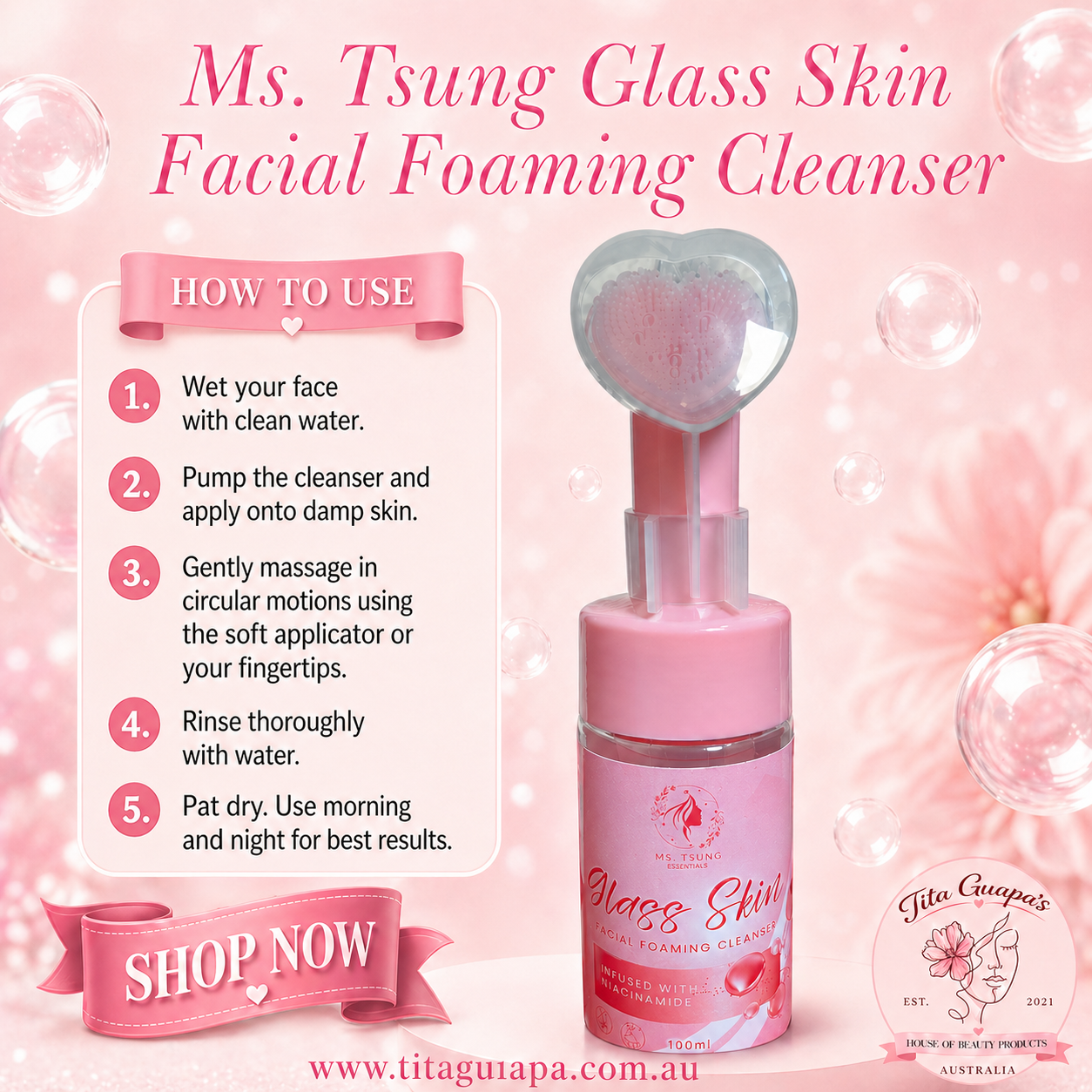Ms. Tsung Glass Skin Facial Foaming Cleanser 100ml
