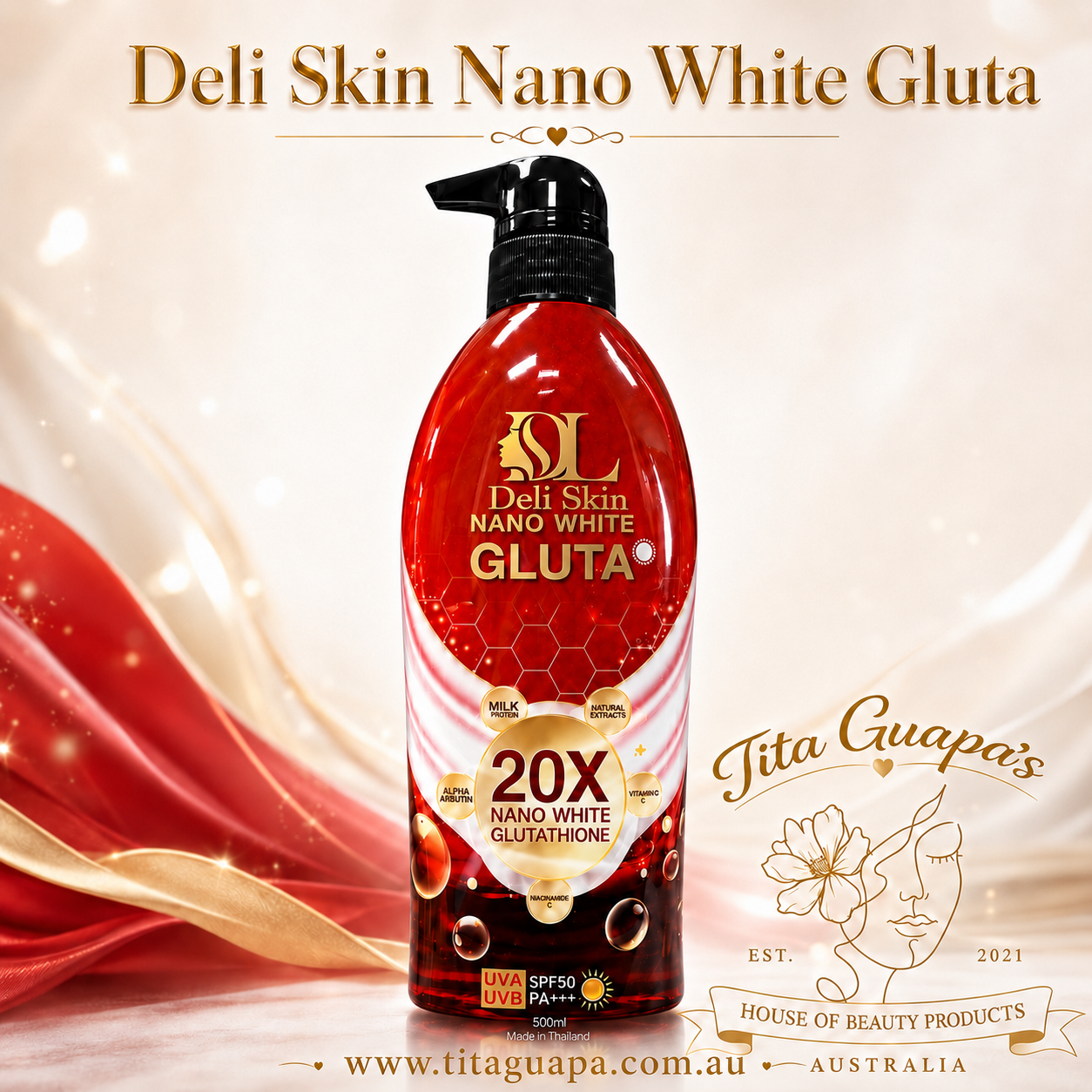 nano white glutathione DELI SKIN Gluta Soap with Niacinamide, Ceramide & Vitamin C Gentle Exfoliating Cleanser Bar, 90g Bar Glutathione Gluta Max Skin