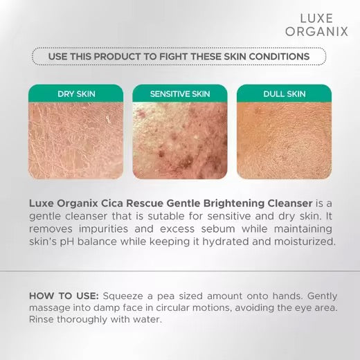Luxe Organix Cica Rescue Gentle Brightening Low pH Daily Cleanser 150ml