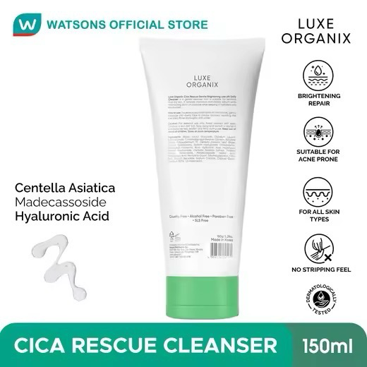 Luxe Organix Cica Rescue Gentle Brightening Low pH Daily Cleanser 150ml