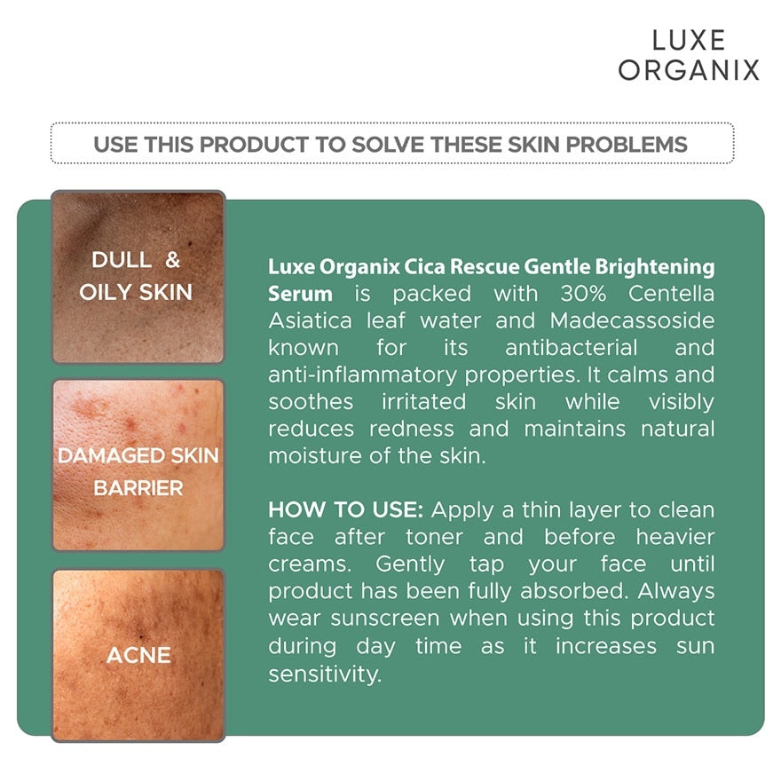 Luxe Organix Cica Rescue Gentle Brightening Serum 30ml
