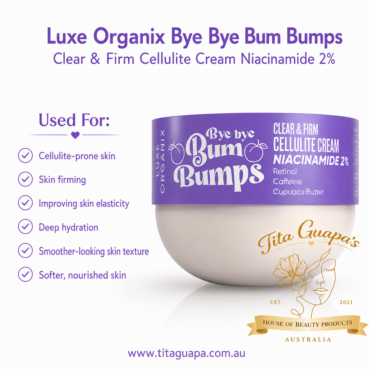 Luxe Organix Bye Bye Bum Bumps Clear & Firm Cellulite Cream