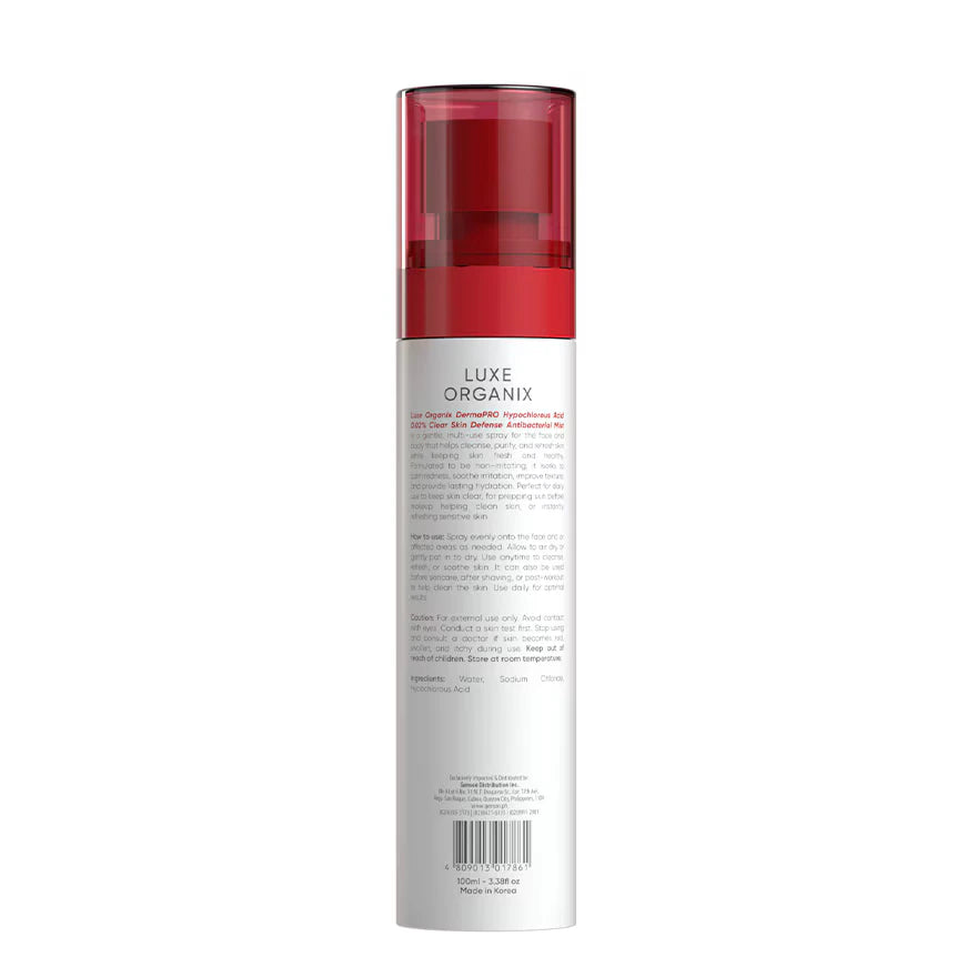Luxe Organix DermaPRO Hypochlorous Acid 0.02% Clear Skin Defense Antibacterial Mist 100ml