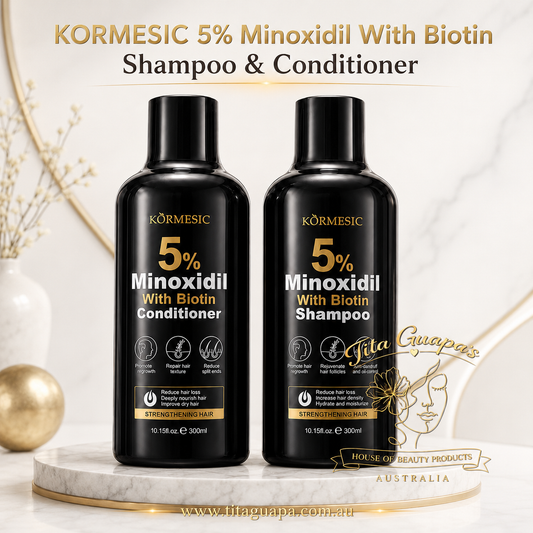 KORMESIC 5% Minoxidil With Biotin Shampoo & Conditioner Set – 300ml each