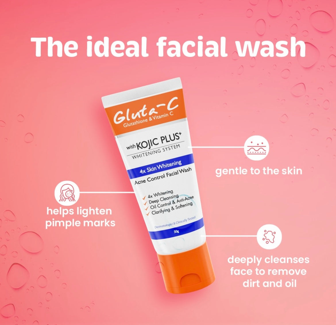 Gluta-C Kojic Plus+ Acne Control Facial Wash 50g