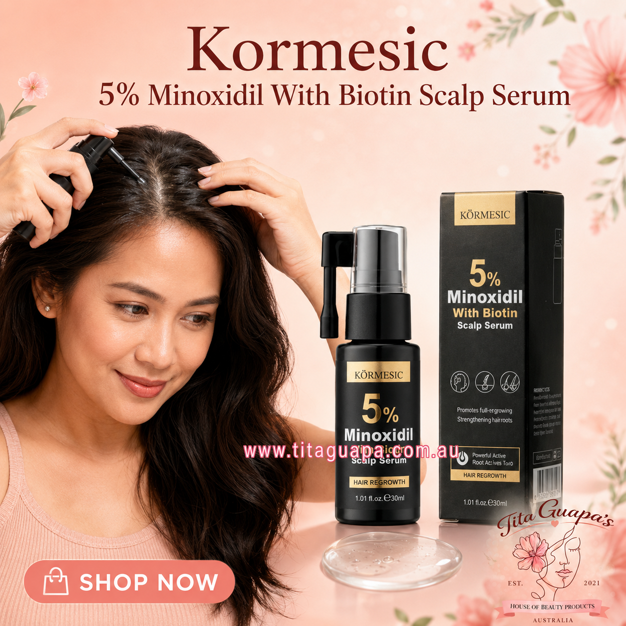 KORMESIC 5% Minoxidil With Biotin Scalp Serum 30ml