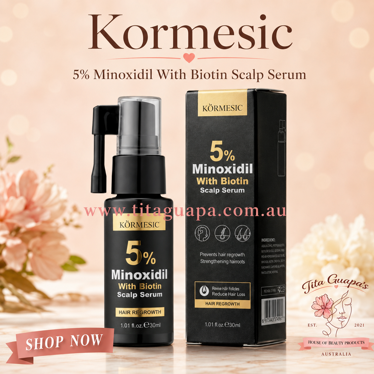 KORMESIC 5% Minoxidil With Biotin Scalp Serum 30ml