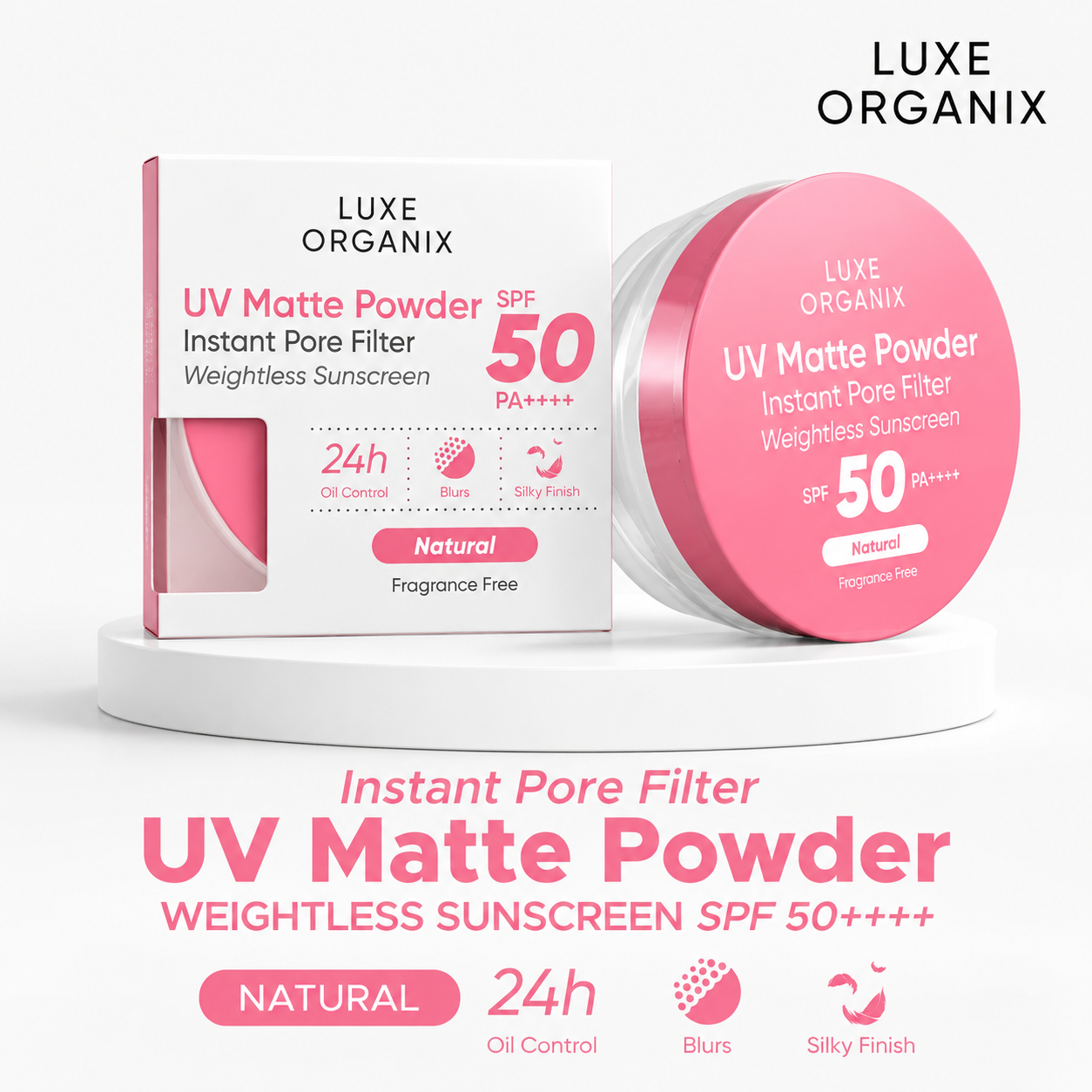 Luxe Organix UV Matte Powder SPF 50 PA++++ – Natural