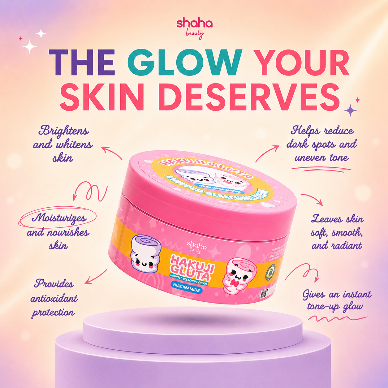 Hakuji Gluta Whipped Bleaching Cream – Marshmallow 200ml