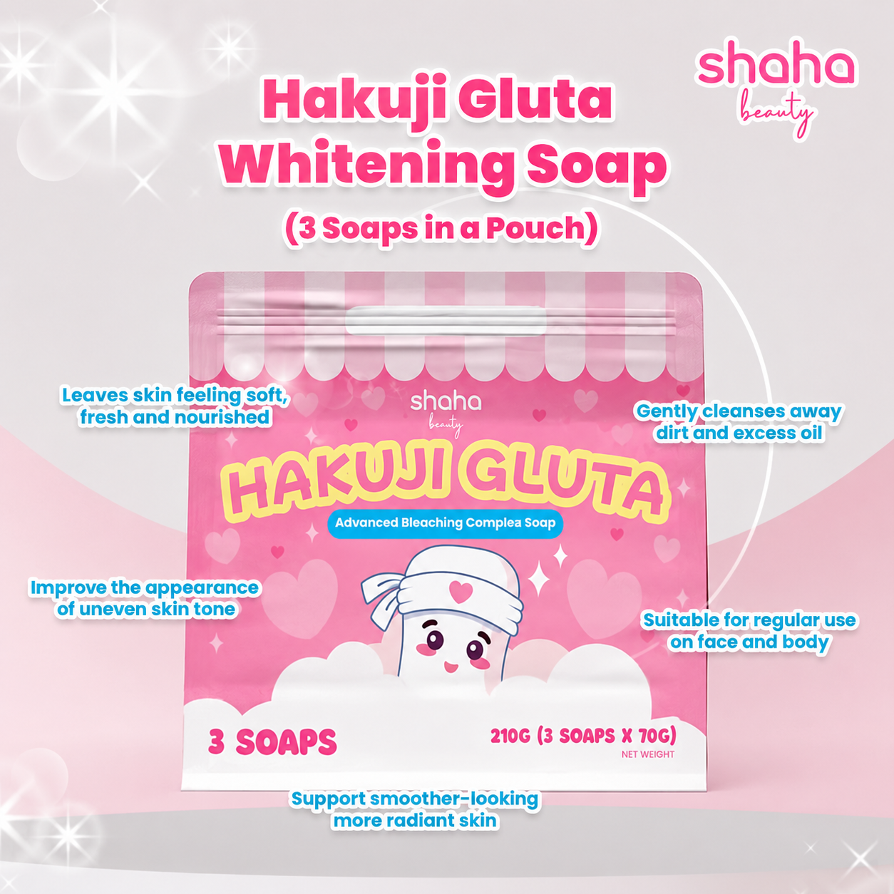 Hakuji Gluta Advanced Bleaching Complex Soap - 3 Soaps x 70g