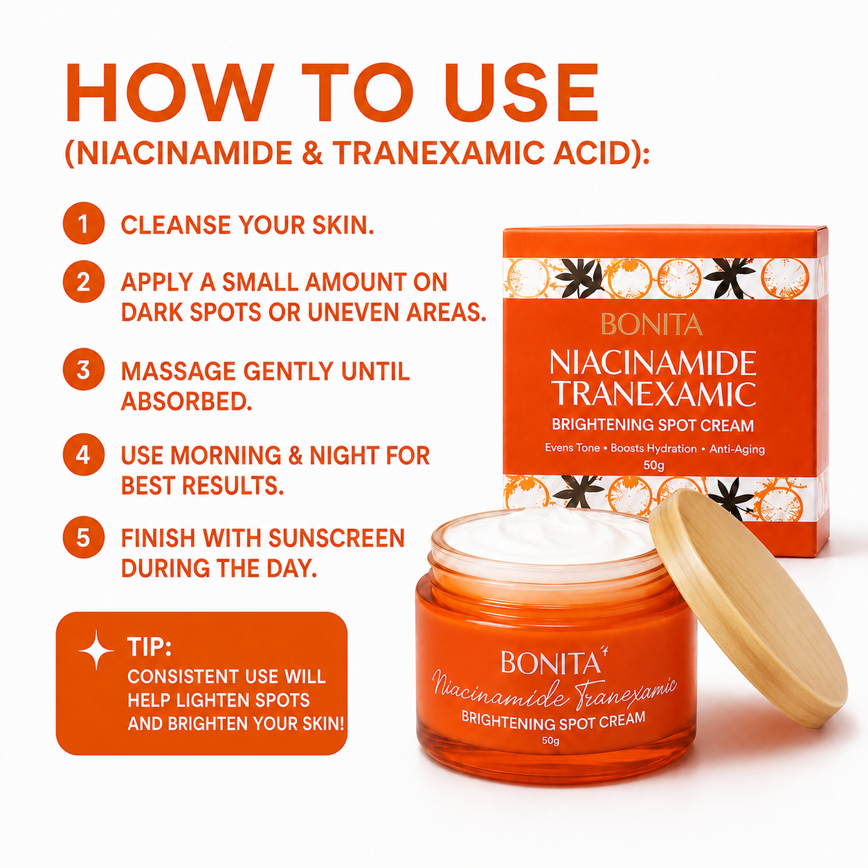 Bonita Niacinamide Tranexamic Brightening Spot Cream 50g