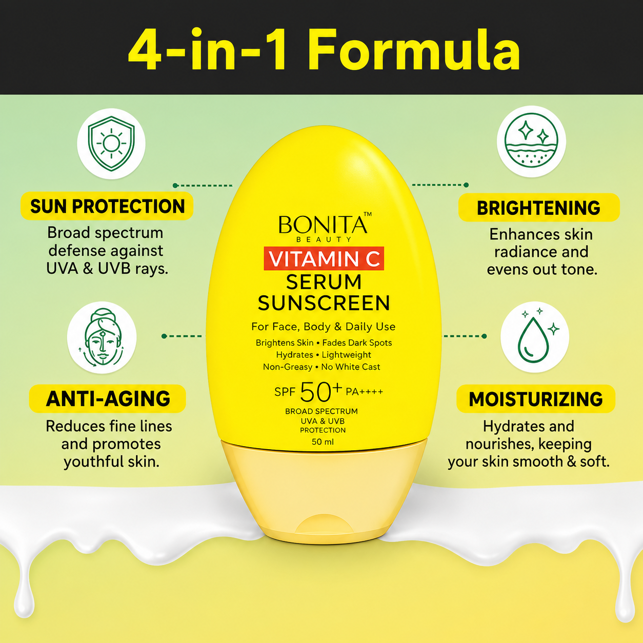 Bonita Vitamin C Serum Sunscreen SPF 50+ PA++++ 50ml