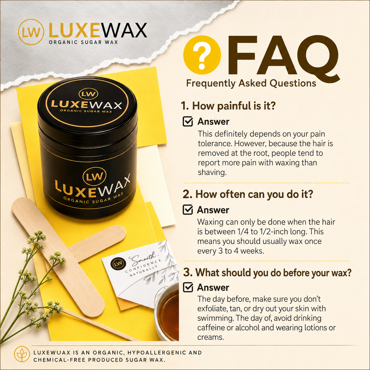 LUXEWAX Organic Sugar Wax 350g