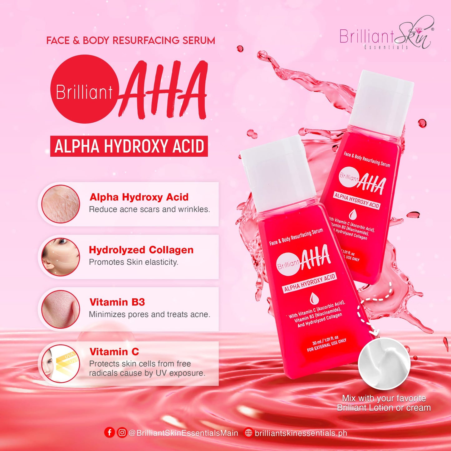 Brilliant AHA Face & Body Resurfacing Serum 30ml