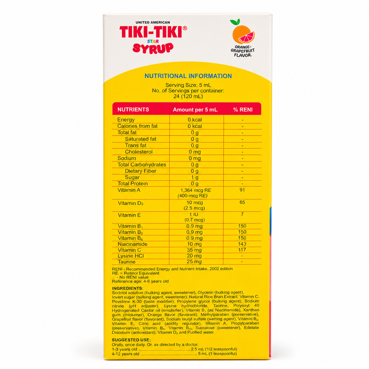 TIKI-TIKI Star Syrup 120 ml ( 1 - 12 yrs old)