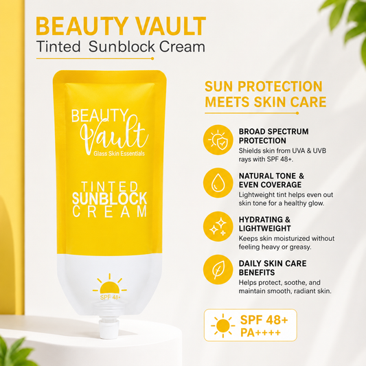 Beauty Vault Glass Skin Essentials Tinted Sunblock Cream SPF45 (50g)