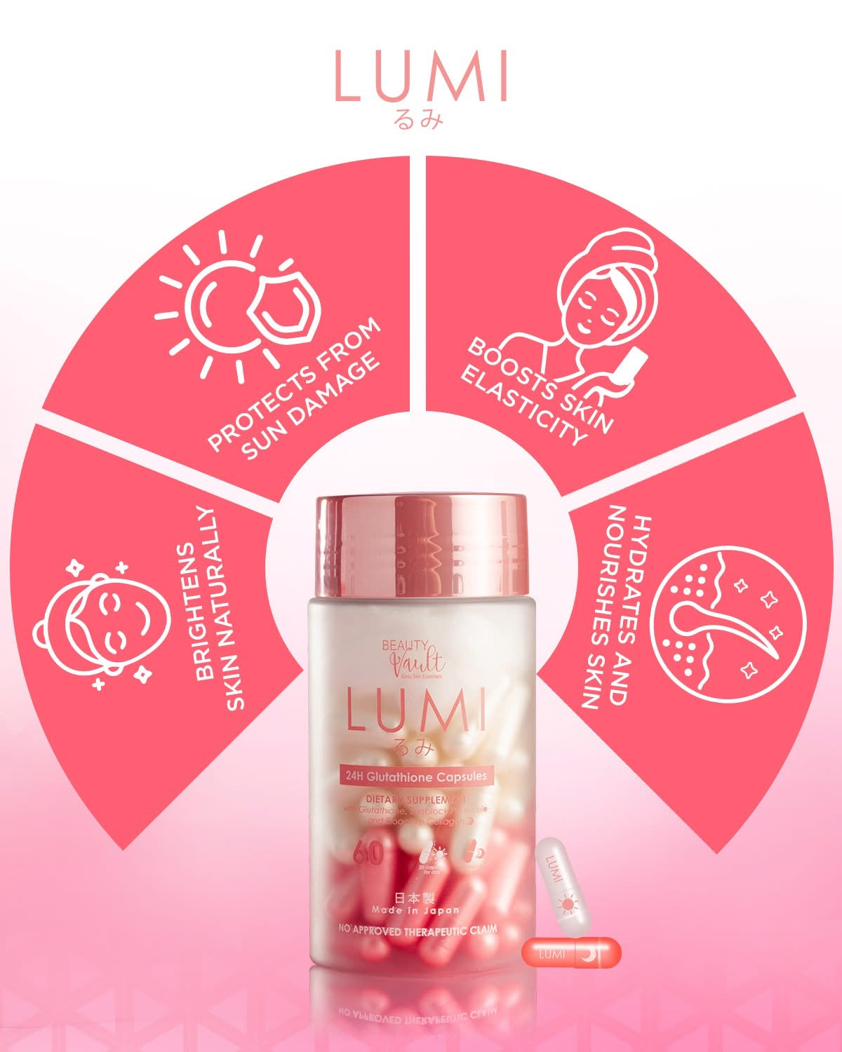 Lumi Glutathione Whitening (60 Capsules) by Beauty Vault