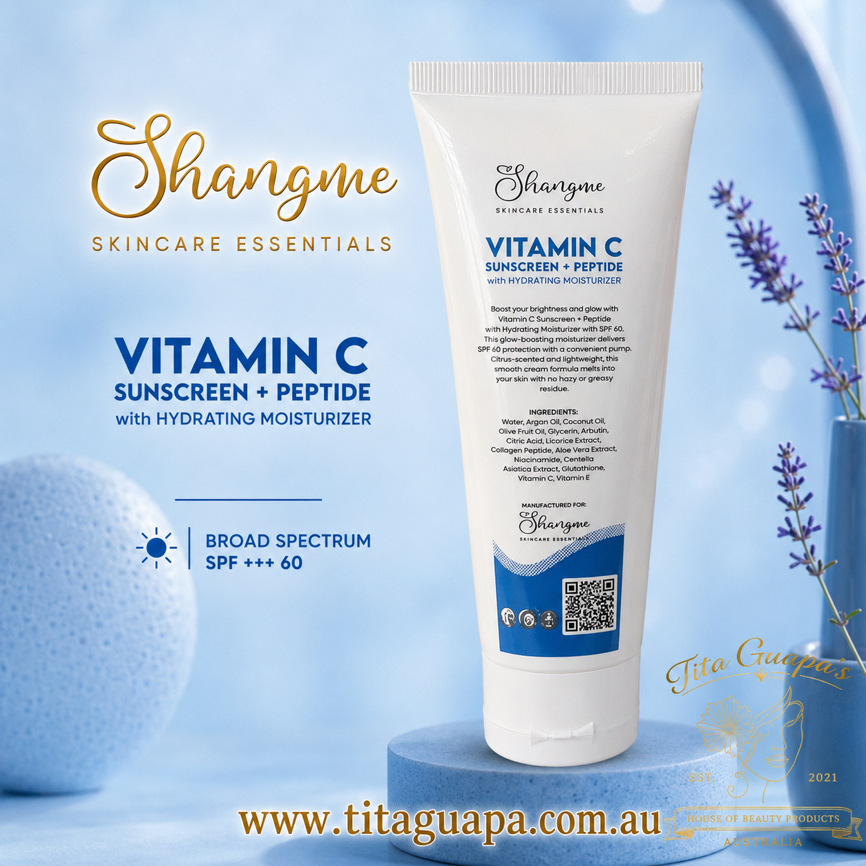 Shangme Vitamin C Sunscreen + Peptide with Hydrating Moisturizer – 50ml