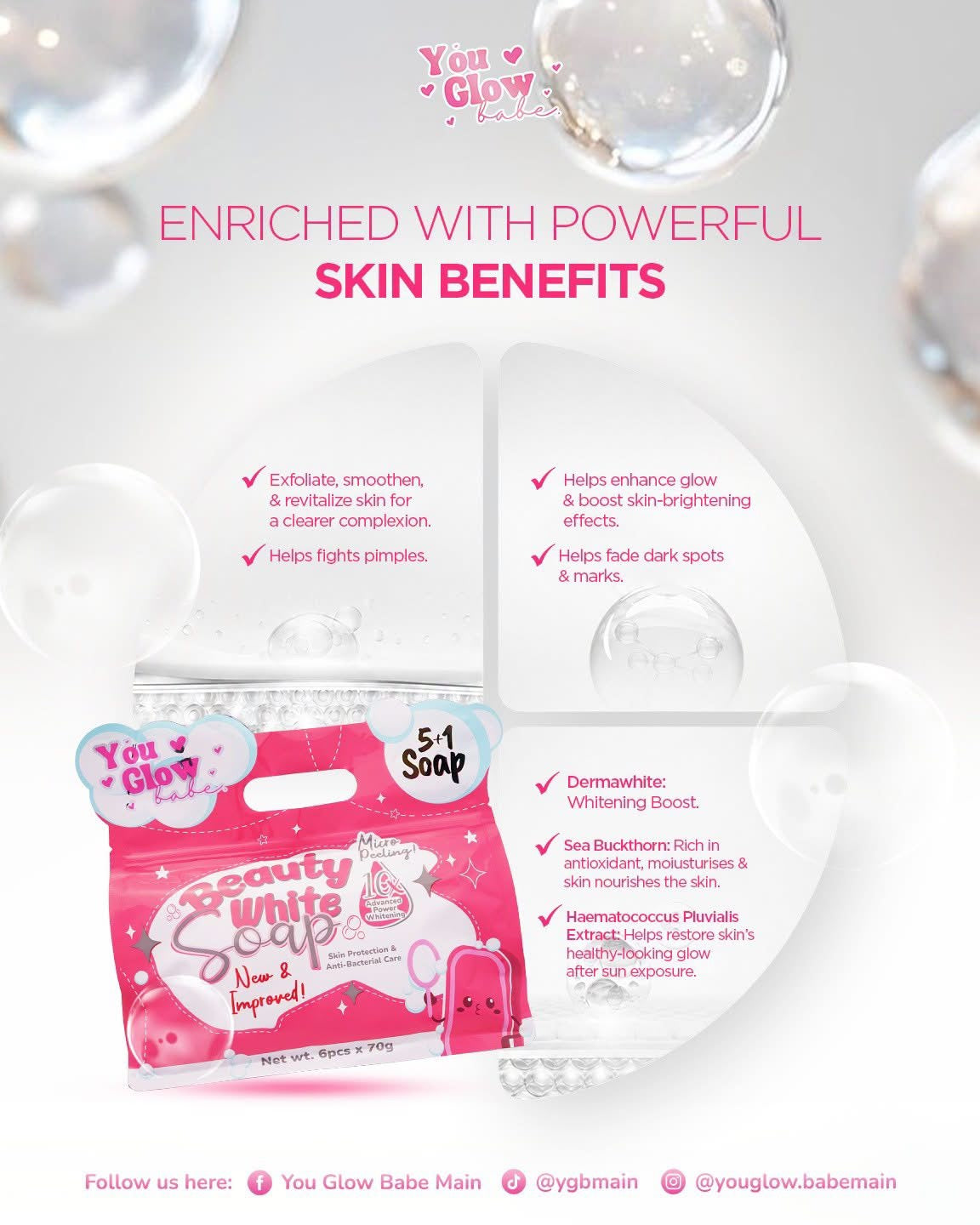 You Glow Babe Beauty White Soap 5 + 1 x  70g each
