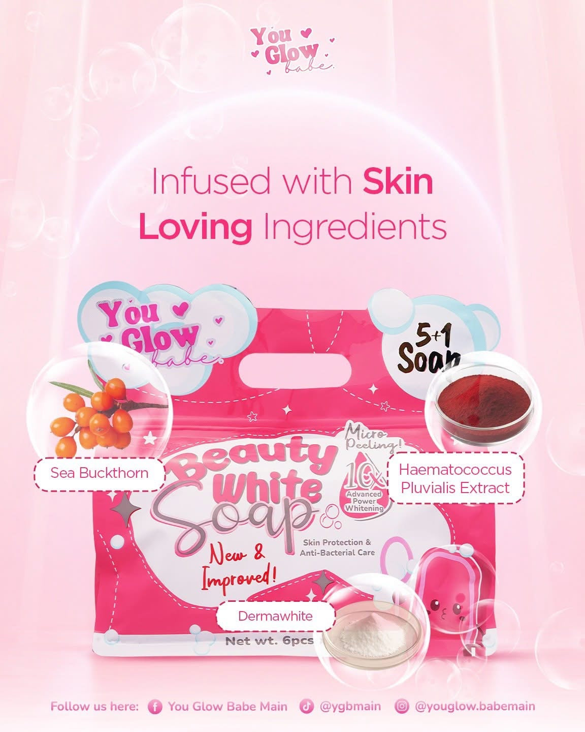 You Glow Babe Beauty White Soap 5 + 1 x  70g each