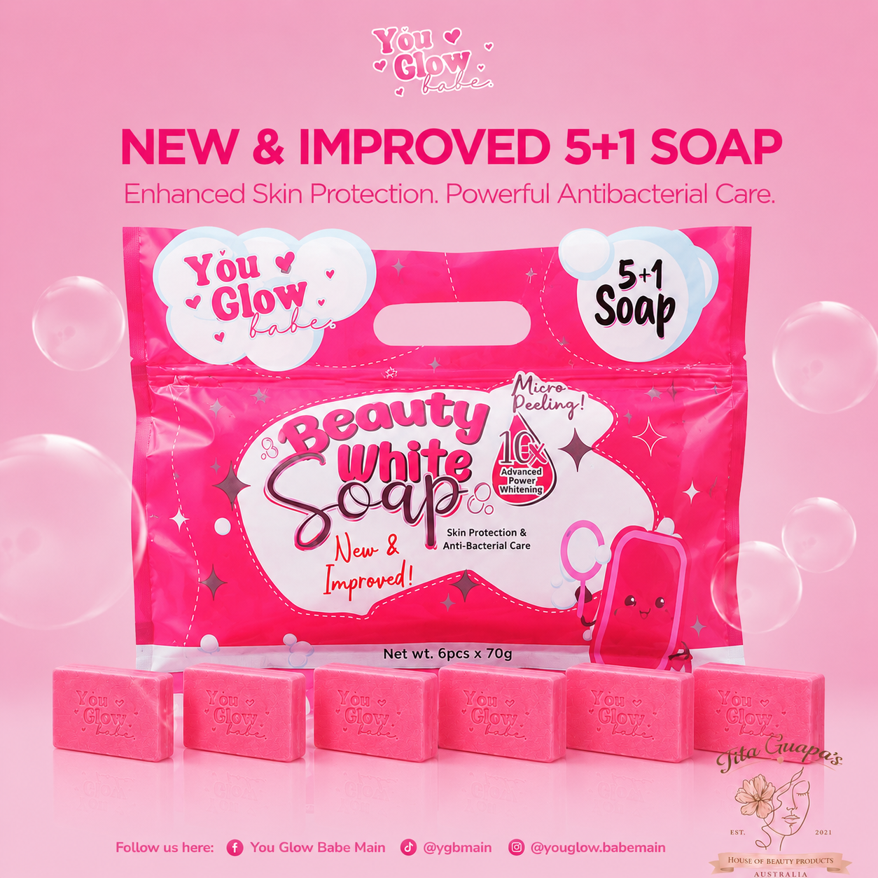 You Glow Babe Beauty White Soap 5 + 1 x  70g each