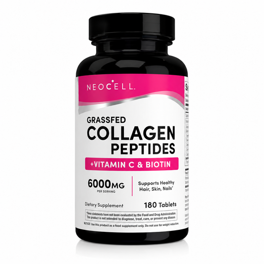 NEOCELL Grassfed Collagen Peptides + Vitamin C & Biotin – 180 Tablets