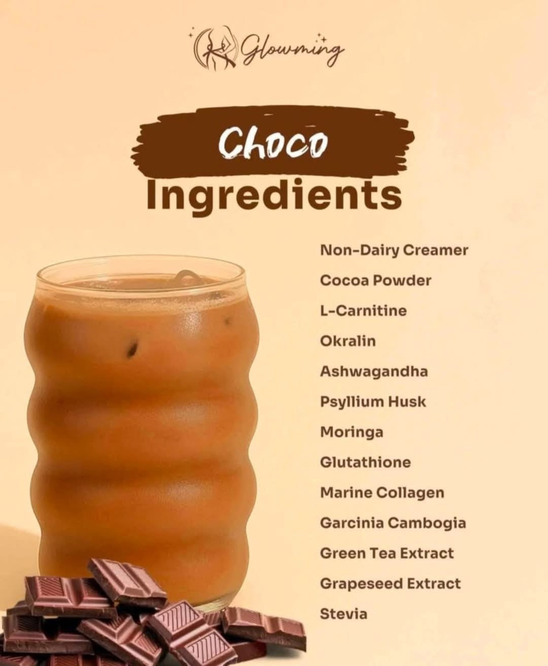 Glowming CHOCO Chocolate Powder Drink Mix
