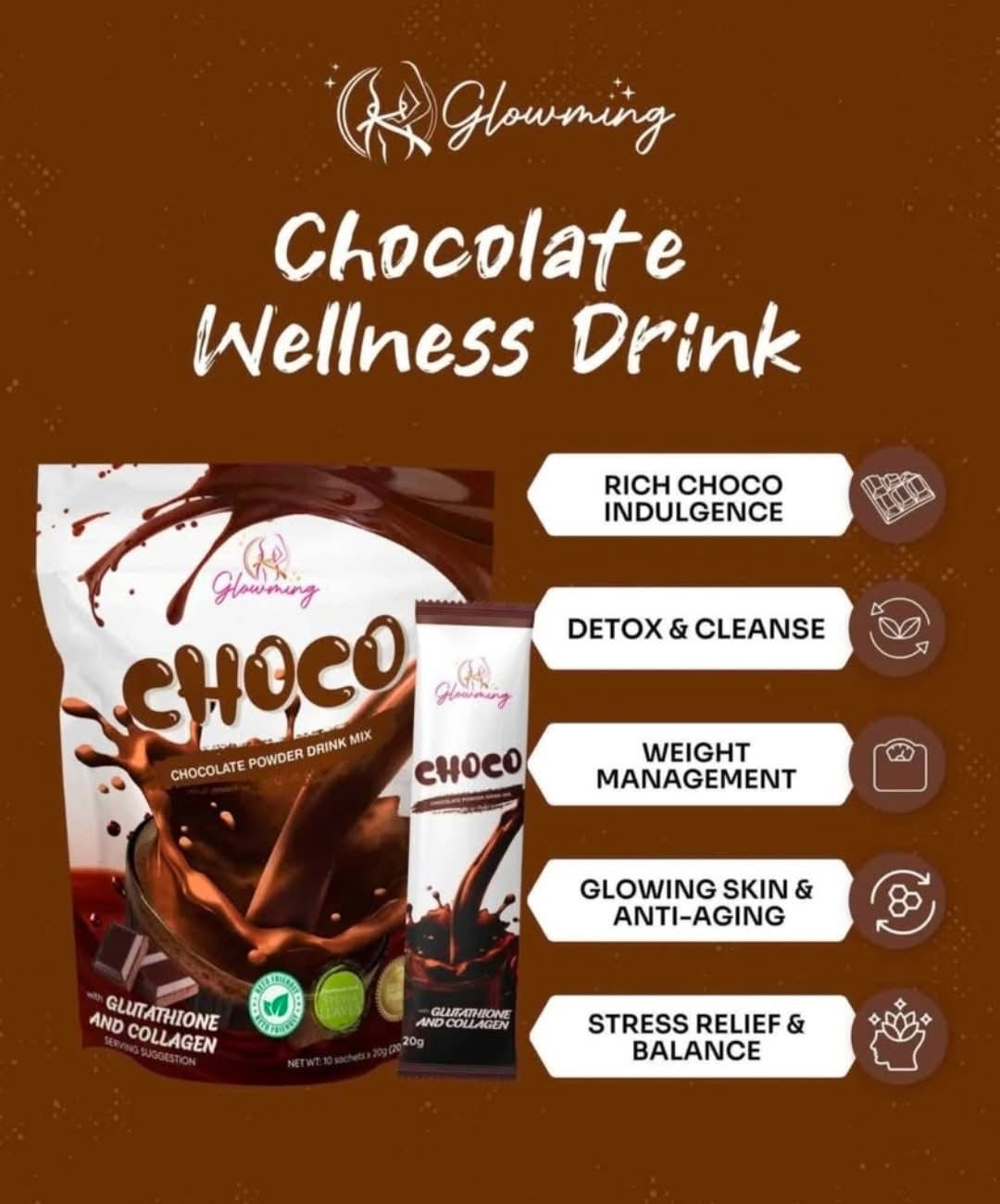 Glowming CHOCO Chocolate Powder Drink Mix