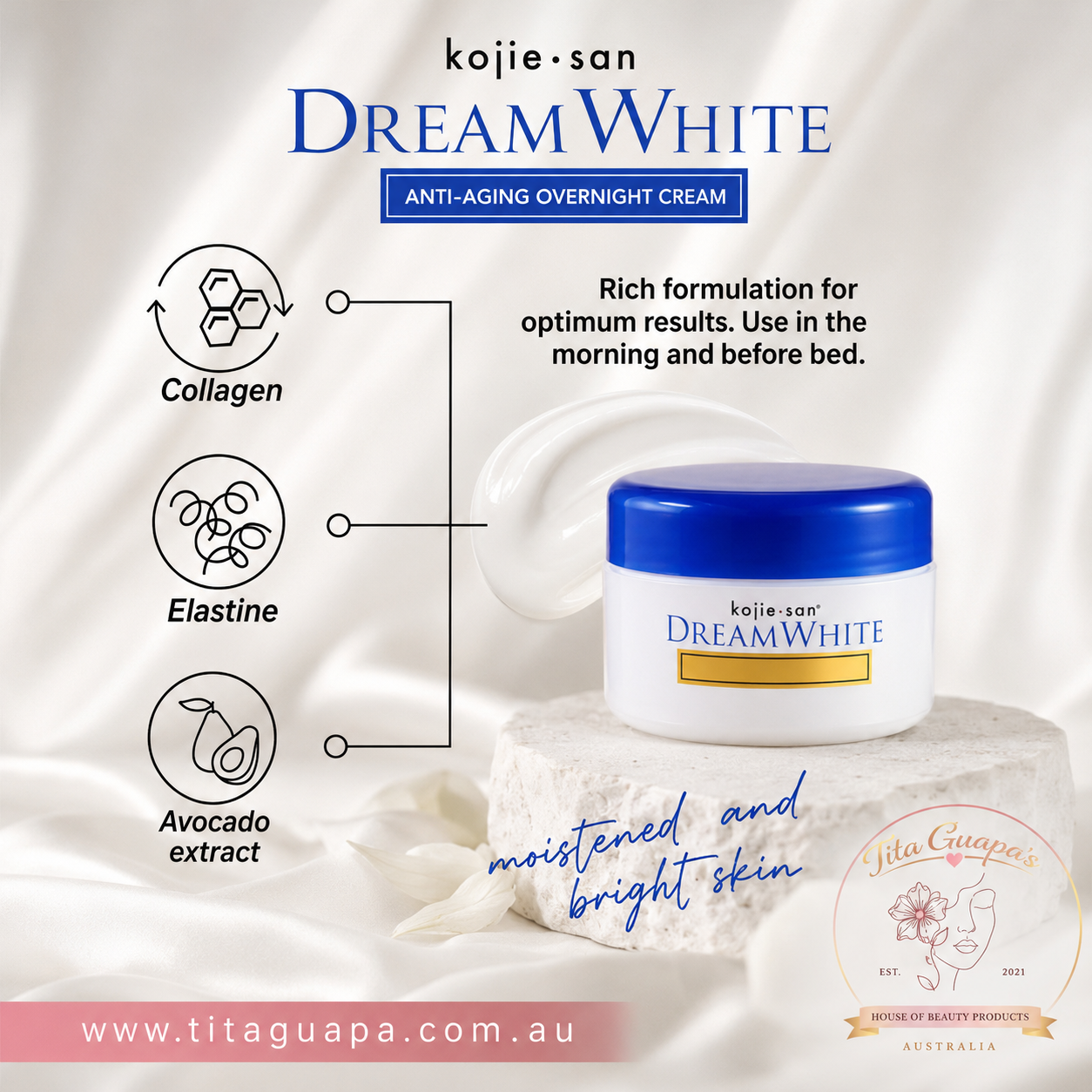 Kojie San Dream White Anti-Aging Cream with Sunscreen SPF30 – 30g