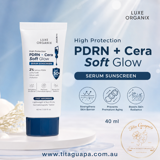 Luxe Organix High Protection PDRN + Cera Soft Glow Serum Sunscreen SPF50+ PA++++ (40g)