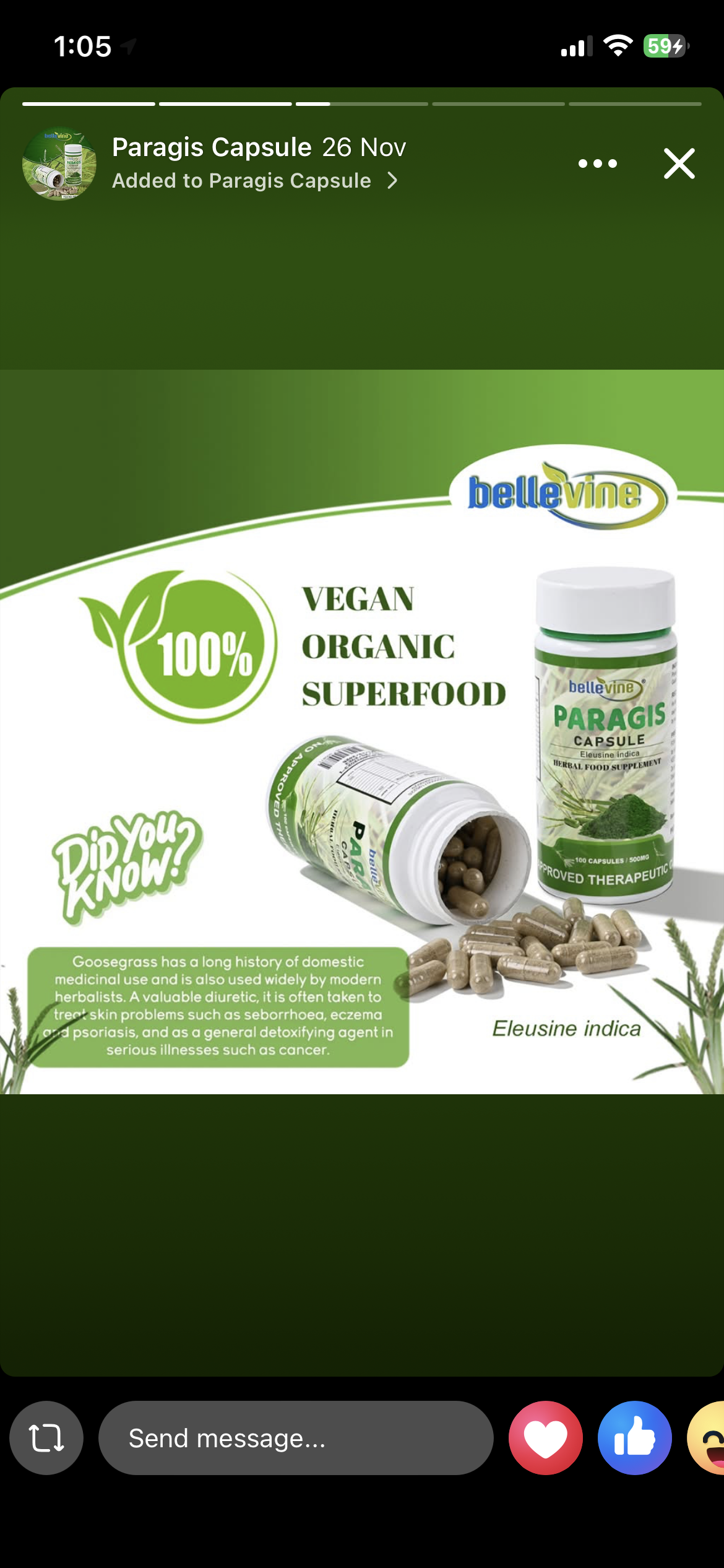 Bellevine Paragis Herbal Food Supplement  - 100 Capsules