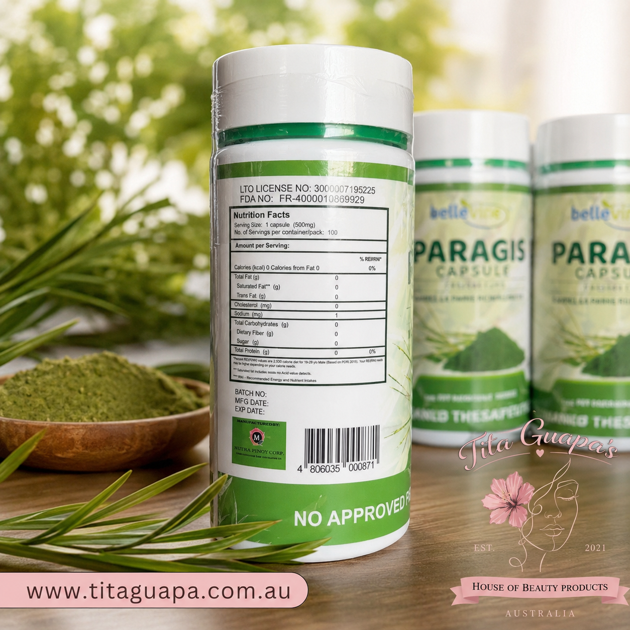 Bellevine Paragis Herbal Food Supplement  - 100 Capsules