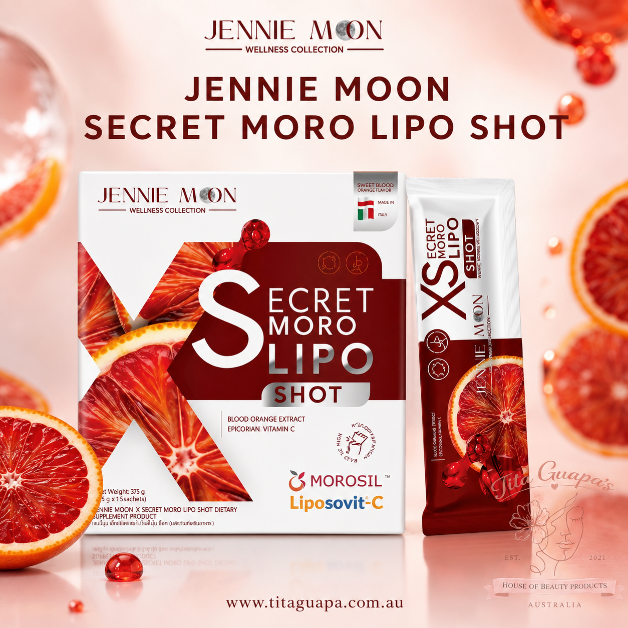 Jennie Moon Secret Moro Lipo Shot – Blood Orange Flavour 14 Sachets