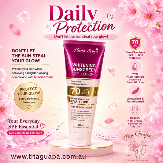 Hami-San Whitening Sunscreen Gel Lotion SPF70 with Niacinamide 250mL