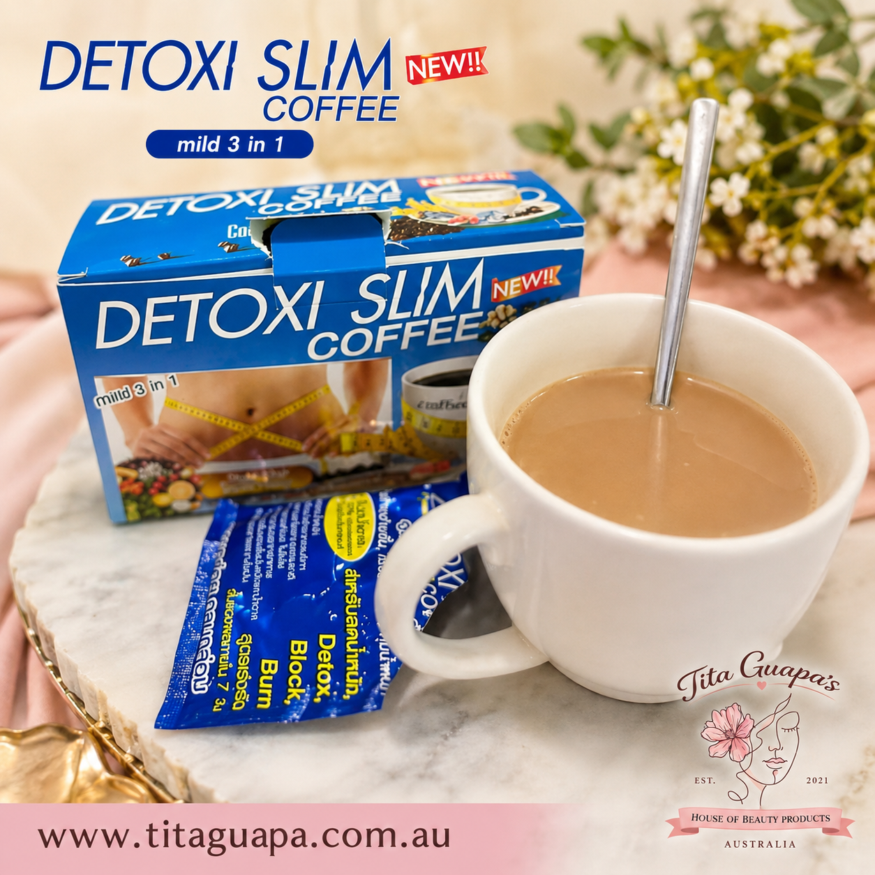 DETOXI SLIM COFFEE (3 in 1) – High Fiber Coffee Mix - 10 sachets