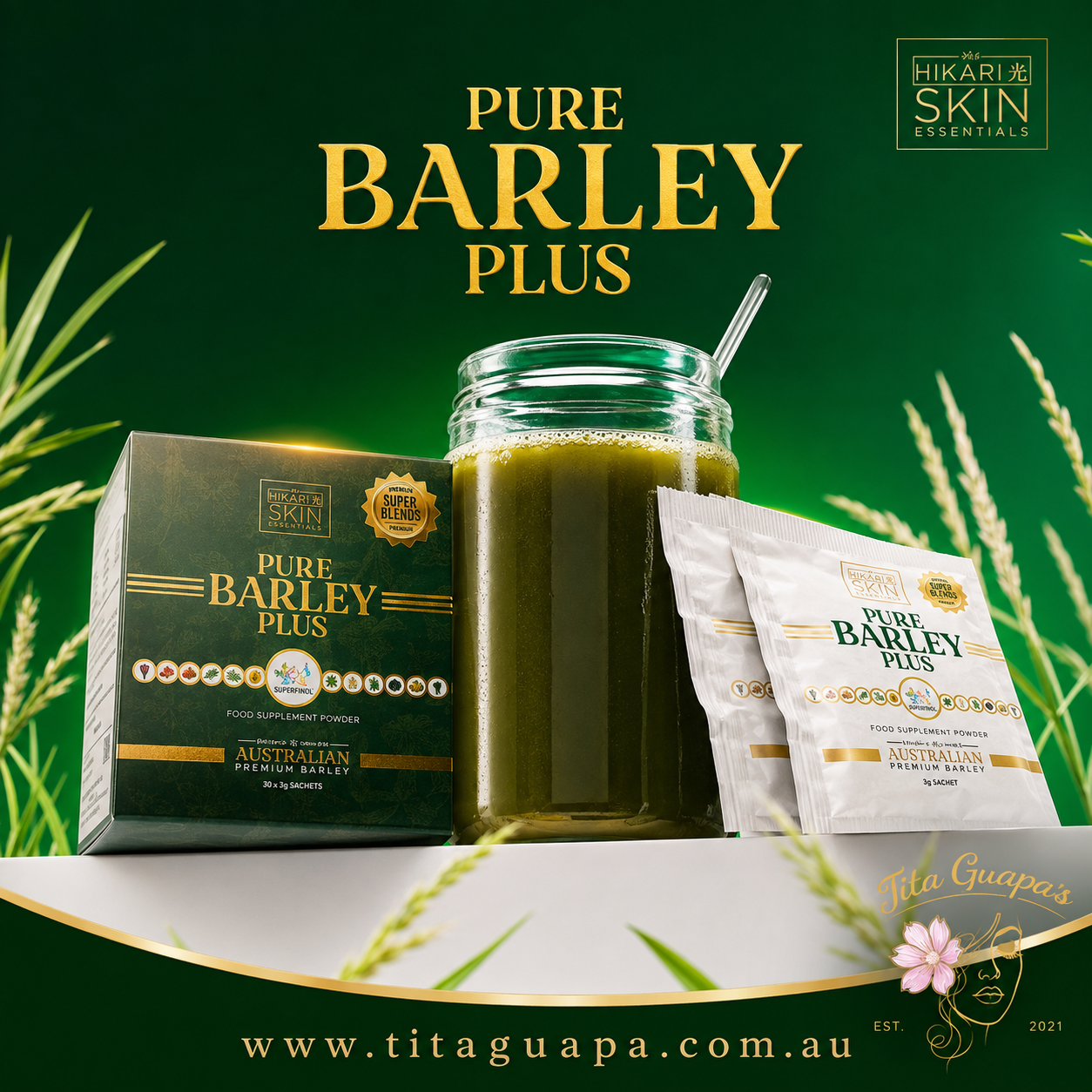 HIKARI Skin Essentials Pure Barley Plus - 10 sachets