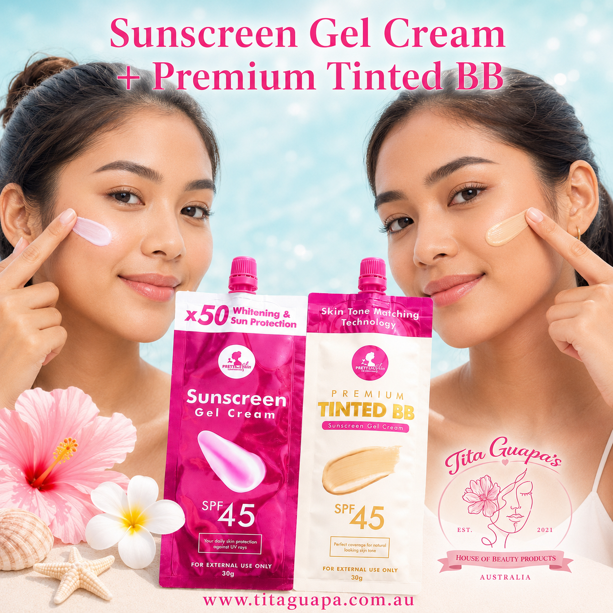Perfect Skin Sunscreen Gel Cream SPF45 – 60g ( Duo Shades)