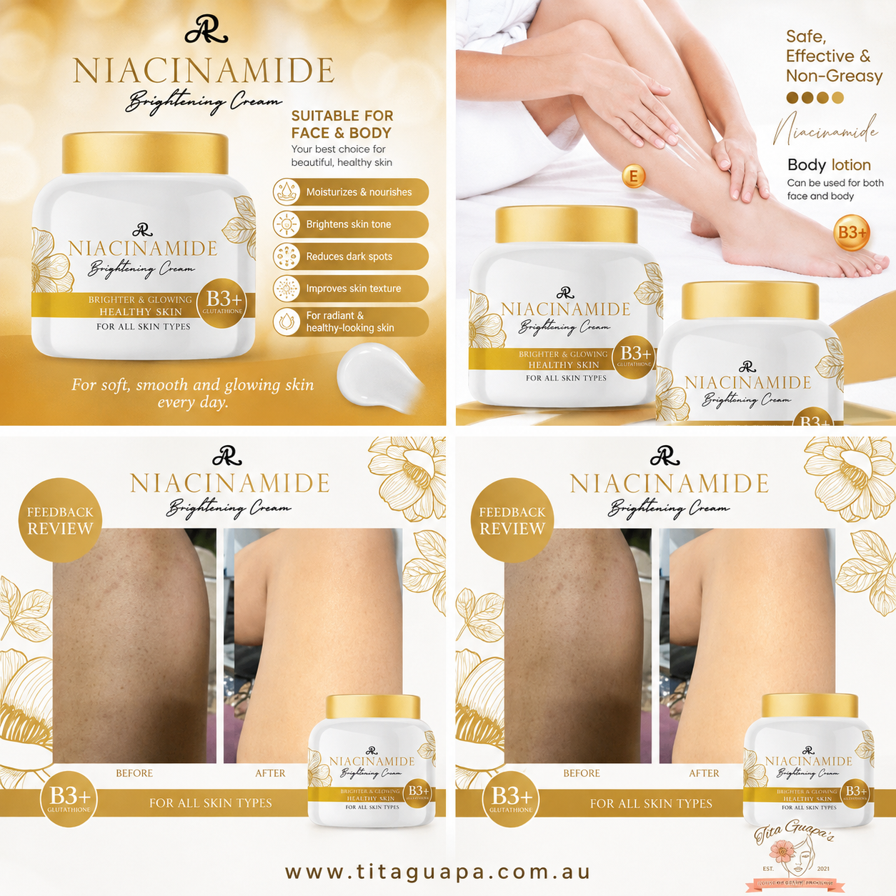 AR Niacinamide Brightening Face and Body Cream 200g