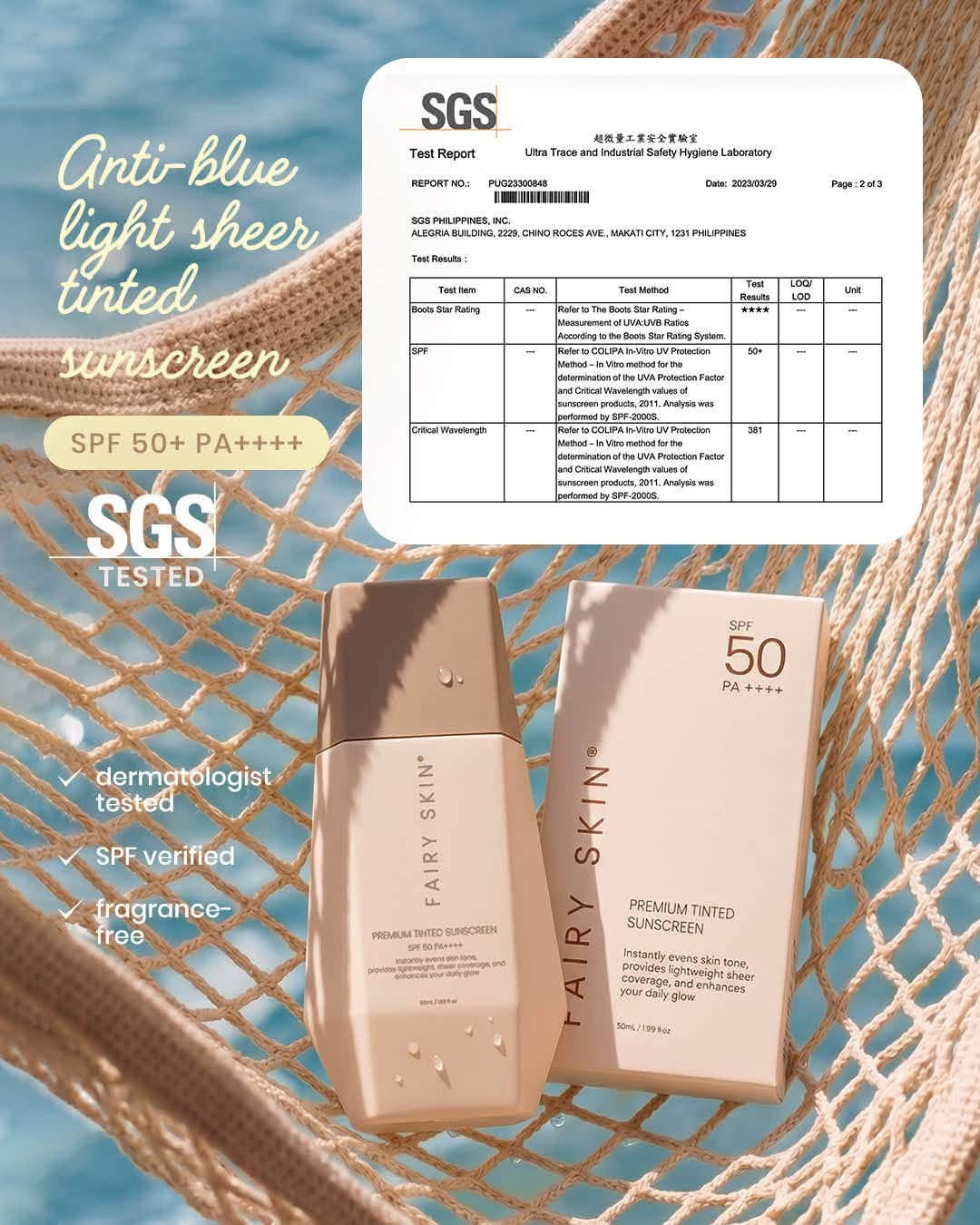 FAIRY SKIN PREMIUM TINTED SUNSCREEN SPF50 PA++++ – 50mL ( LIGHT - Original Shade)
