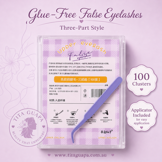 Glue-Free False Eyelashes – Three-Part Style  ( 100 Clusters )
