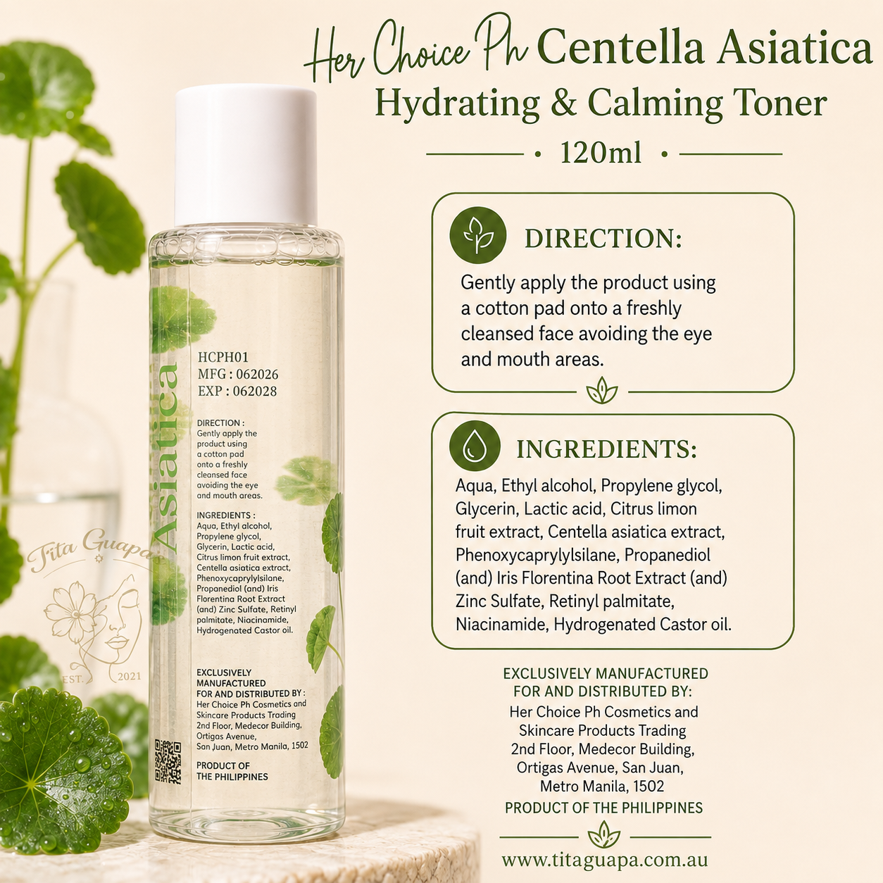 Her Choice Ph Centella Asiatica Hydrating & Calming Toner with Niacinamide 120ml