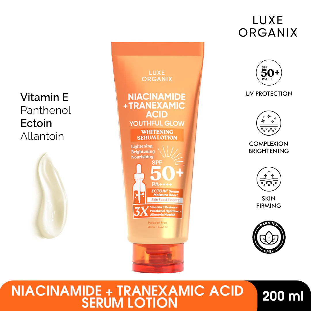 Luxe Organix Niacinamide + Tranexamic Acid Youthful Glow Whitening Serum Lotion 200ml