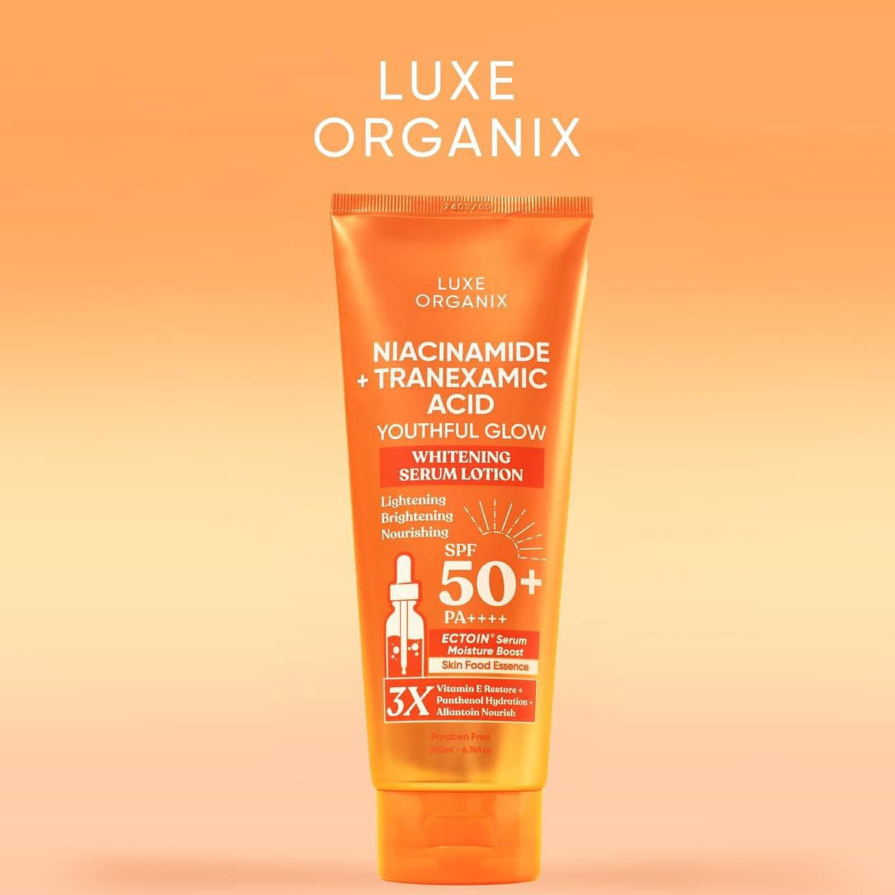 Luxe Organix Niacinamide + Tranexamic Acid Youthful Glow Whitening Serum Lotion 200ml
