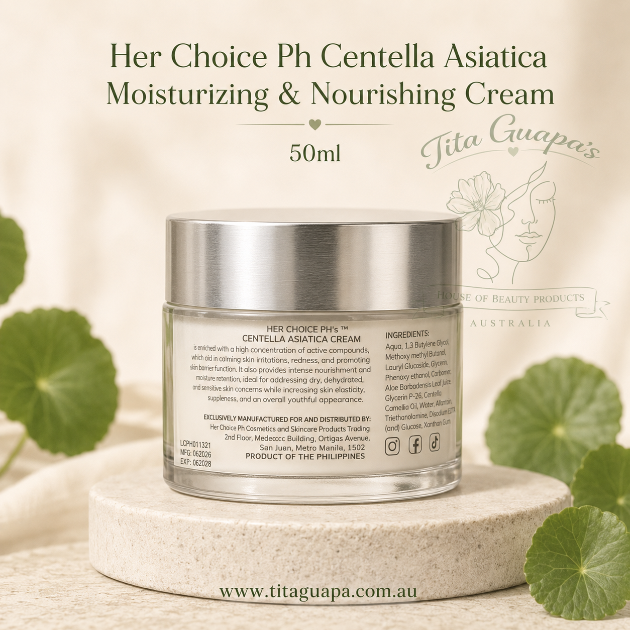 Her Choice Ph Centella Asiatica Moisturizing & Nourishing Cream 50ml