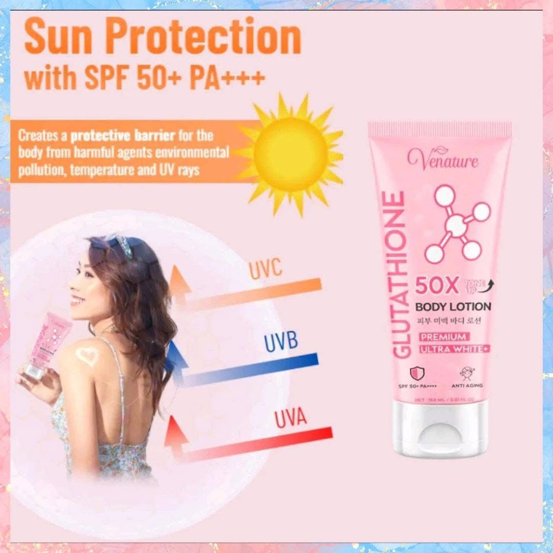 glutathione 50x tone up body lotion Venature Venature Glutathione 50x Tone Up