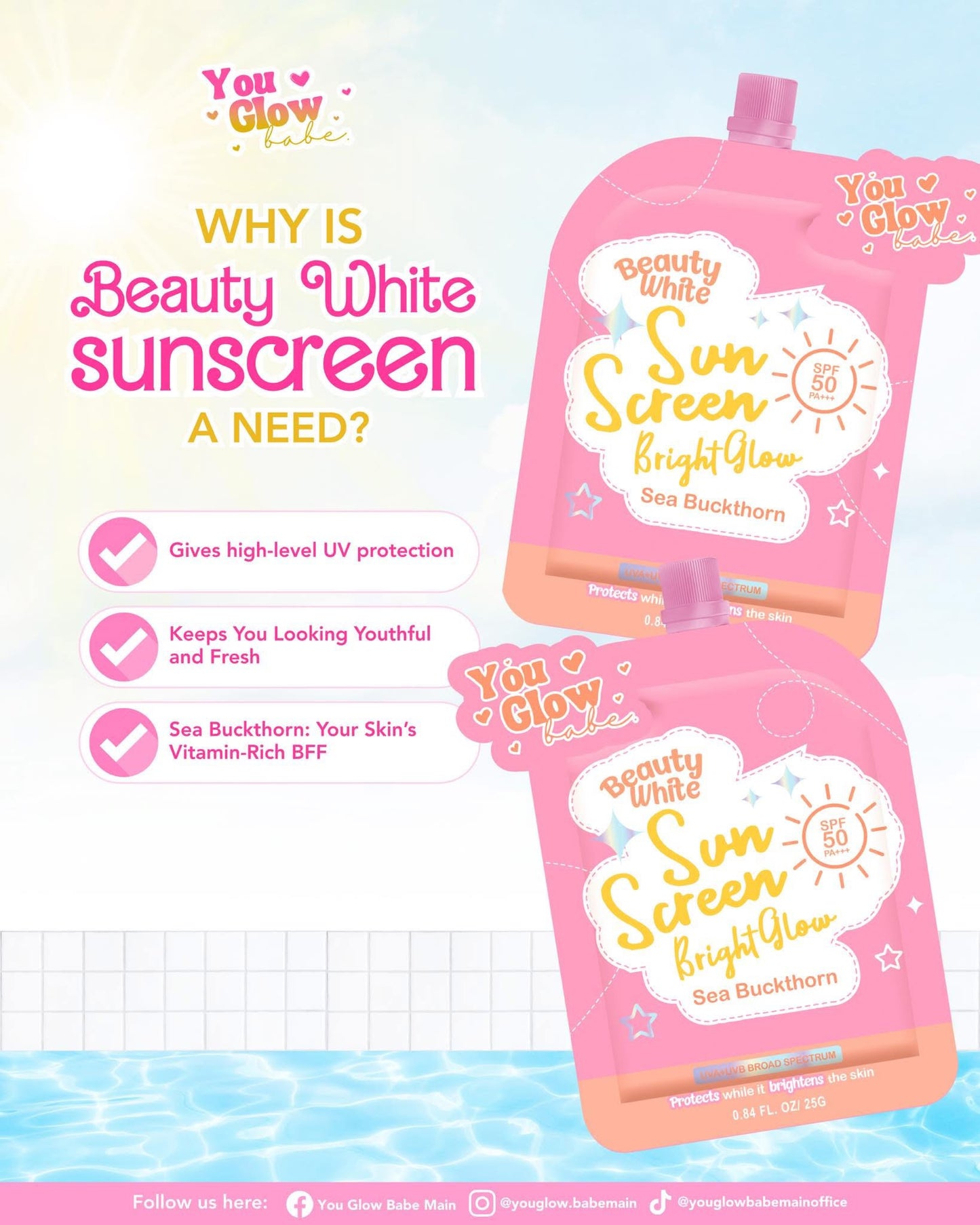Beauty White Sunscreen 2x 25g SPF50 PA+++ ( TWIN PACK) )