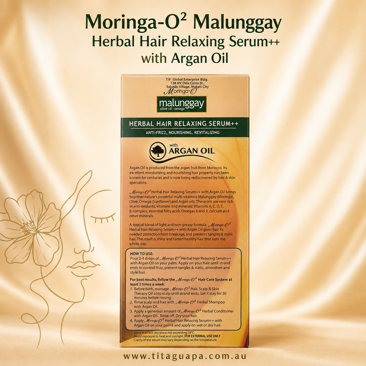 Moringa-O² Malunggay Herbal Hair Relaxing Serum++ with Argan Oil – 55mL