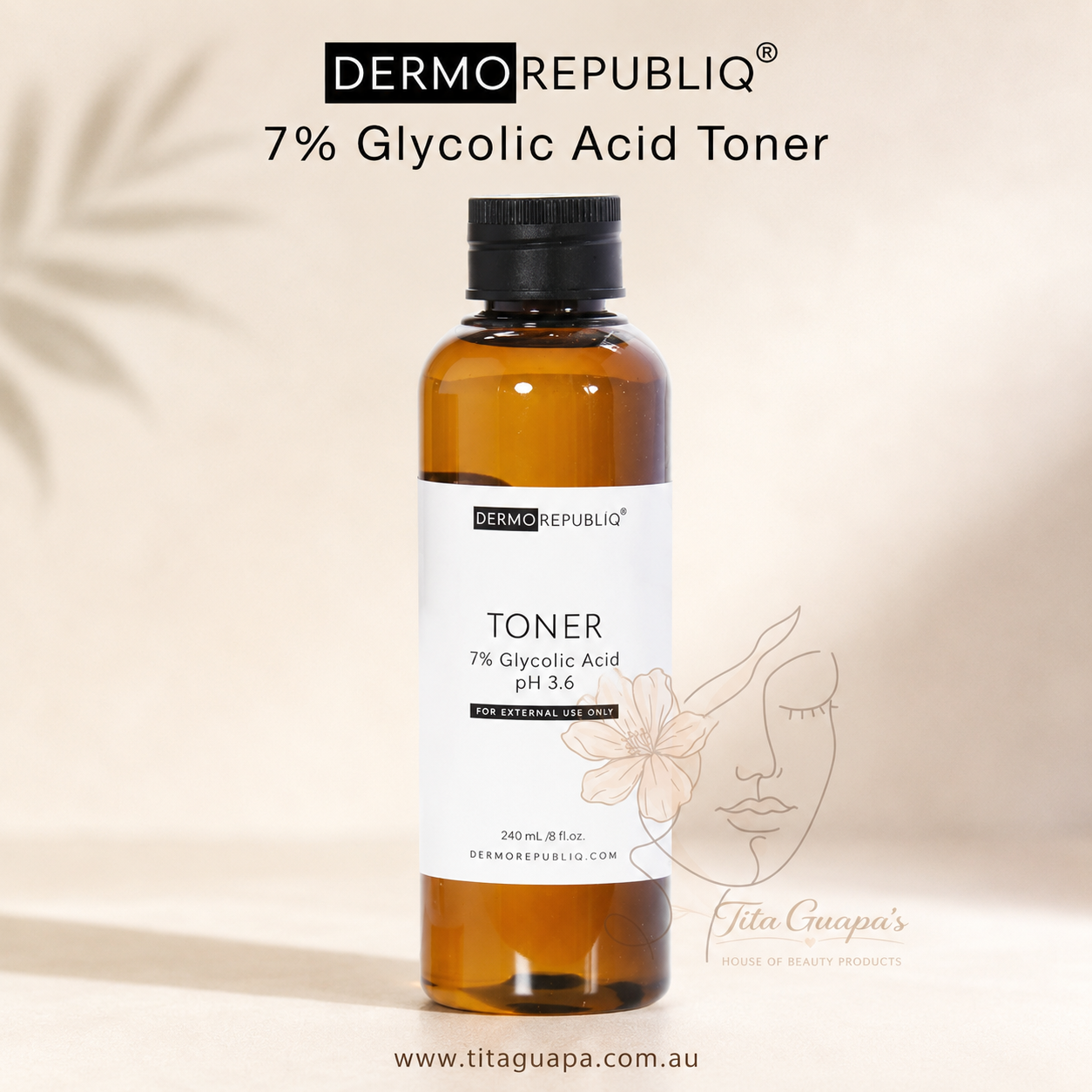 DermoRepubliq 7% Glycolic Acid (AHA) Toner – Skin Renewing Solution 100mL