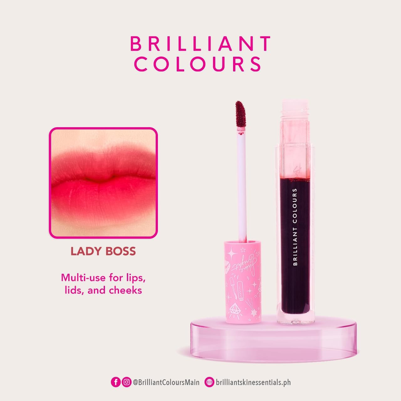 Brilliant Colours Lip and Cheek Tint ( LADY BOSS ) Terracotta Pink